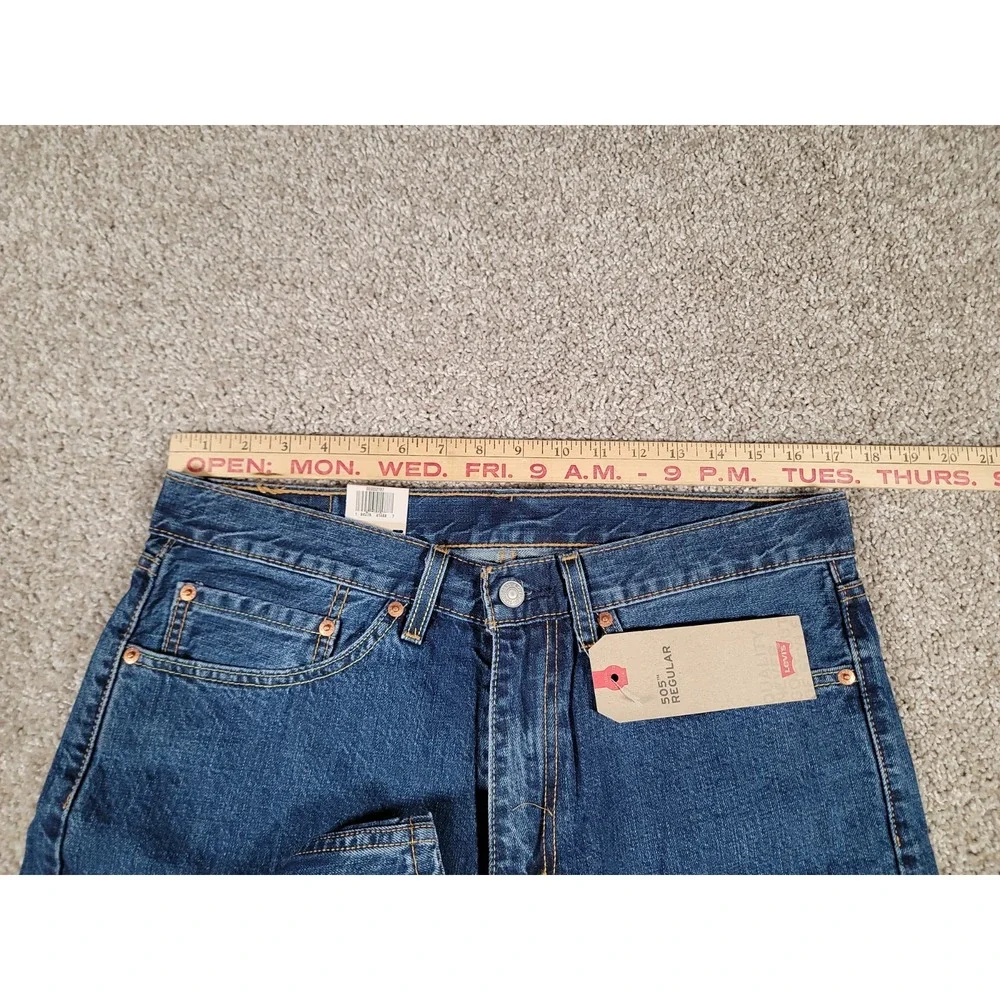 Levi's 505 Jeans Mens 34x30 Regular Fit Stretch Dark Wash Denim Straight NWT $60